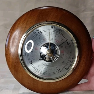Vintage Shortland SB Round Wall Hanging Barometer On Wooden Mount