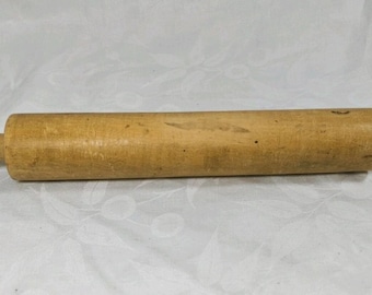 Vintage Wooden Rolling Pin One Piece Solid Wood Rustic Farmhouse 40cm