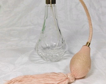 Frasco atomizador de perfume de cristal tallado vintage para tocador