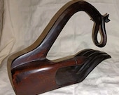 Carved Teak Wood Wine Bottle Holder Hand Shape Made In Thailand Gift