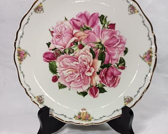Piatto Royal Albert Albertine Rose 1990 Regina Madre Fiori Bone China