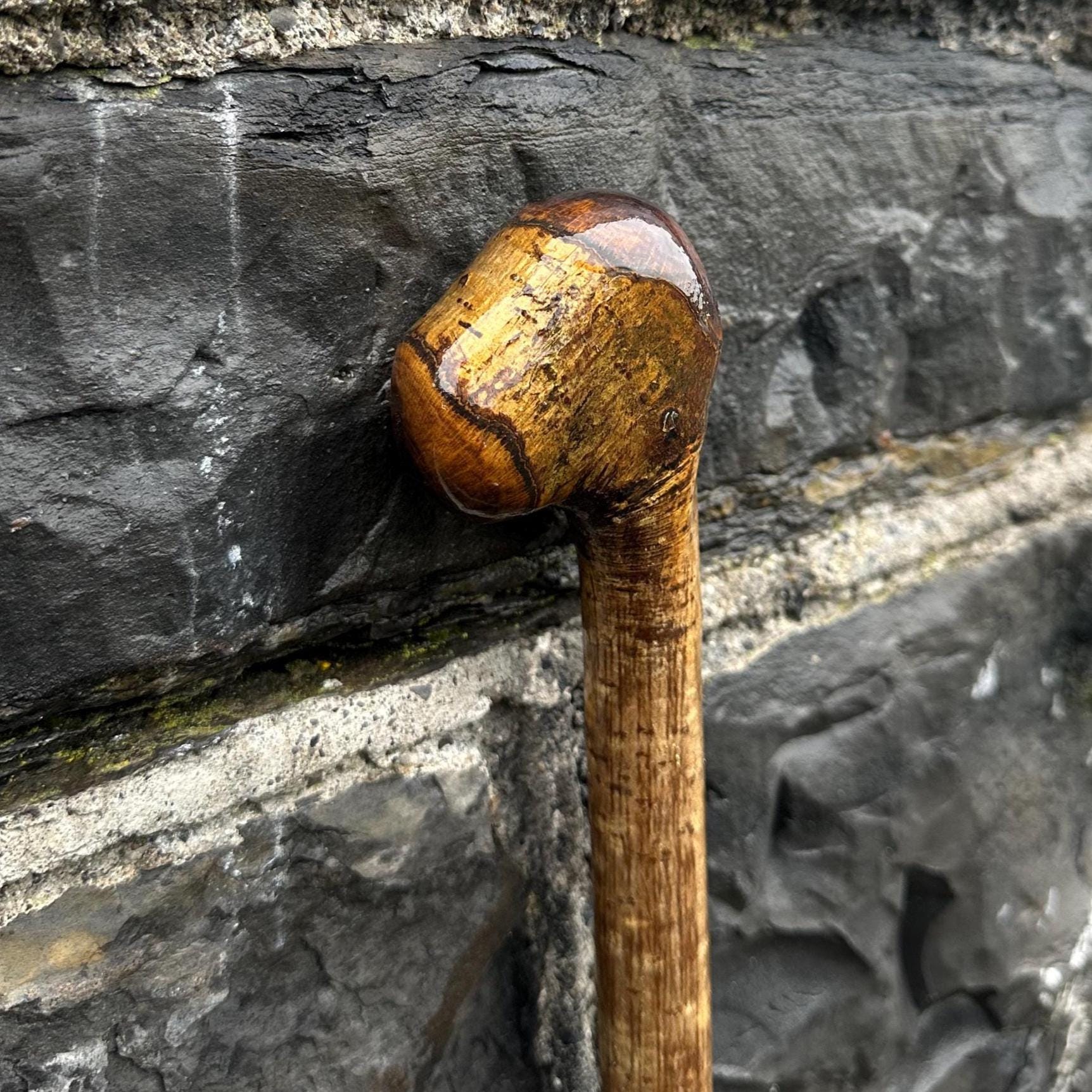 Canne De Marche Vintage Bois Et Laiton - Poignée Tête De Corbeau - Fabriquée En Inde
