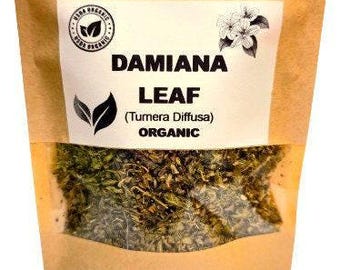 Organic damiana leaf | turnera diffusa | damiana tea | herbal tea | dried herbs | organic herbs | tea | herba