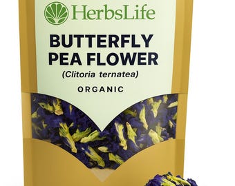 FIORI DI PISELLO FARFALLA biologici / Clitoria Ternatea Fiore blu essiccato / Tisana, Latte ed Erbe da farmacia