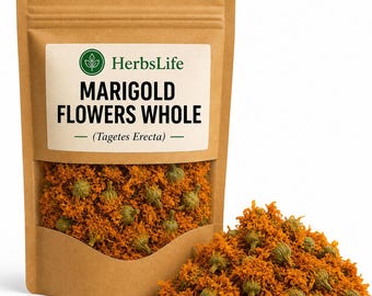 FLEURS DE SOUCI ENTIÈRES | Tagetes Erecta Naturel séché | Tisane, usage culinaire, artisanat et botanique en vrac