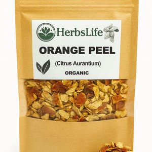 Casca de laranja orgânica | Casca seca cortada de Citrus Sinensis | Ingrediente culinário, para confeitaria, chá e produtos de farmácia