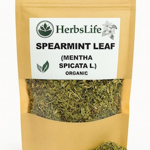 Organic SPEARMINT LEAF | Mentha Spicata Dried Cut Leaf | Herbal Tea, Culinary, Bath & Craft Ingredient