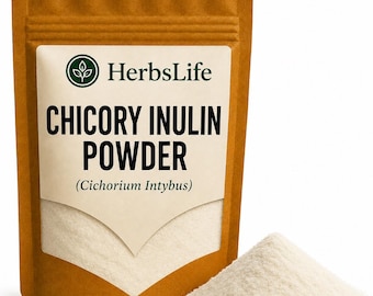 Pó de inulina de chicória | Cichorium intybus, fibra prebiótica natural | Ingrediente para culinária, panificação, smoothies e alimentos a granel