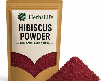 HIBISKUSPULVER | Malen hibiskus Sabdariffa | Örtte, kulinariskt bruk, naturligt färgämne och livsmedelsingrediens i bulk