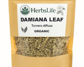 HOJA DE DAMIANA Orgánica / Turnera Diffusa Hierba cortada seca / Té de hierbas, baño y hierba boticaria