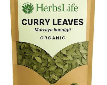 Hoja de curry orgánica / Hoja seca cortada de Murraya koenigii / Ingrediente culinario, para té, baño y manualidades