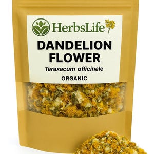 Flor de diente de león orgánica / Taraxacum Officinale Flor entera seca / Infusión, Hierba para baño, artesanía y boticario