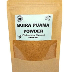 Organic muira puama bark powder | ptychopetalum olacoides | aphrodisiac | liriosma ovata | juniperus brasiliensis | herbal tea | herba | tea