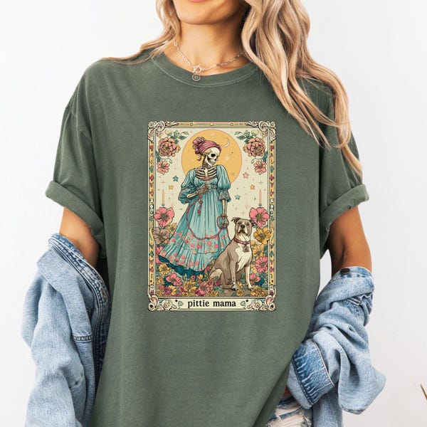 Pitbull Mom Tarot Card T-Shirt, Dog Mama Gift, Pittie Mama gift, Dog Lover gift