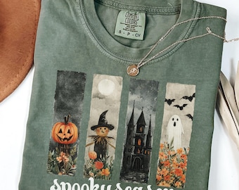 Comfort Colors Halloween Pumpkin Shirt, Cute Ghost Shirt, Retro Ghost Tee, Jack-o-lantern Halloween Shirt, Fall Spooky shirt