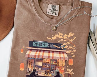 Comfort Colors Cat Lover shirt, Ramen Lover Tee, Japan Travel Shirt, Cute Animal Graphic t-shirt