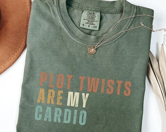 plot twists are my cardio shirt, funny reading shirt, book lover gift, bookworm shirt, gift for readers, mystery genre, book lover tee
