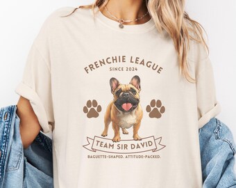 Comfort Colors French Bulldog shirt, Personalized Dog League t-shirt, Customizable Gift for Frenchie Dog Parents, Frenchie Dog Mom Tee