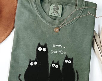 Funny Cat Shirt, Unhinged Sarcastic shirt, Gift for Introvert, Homebody gift, Too Peopley Outside, Cat Weirdcore Tee, Cat owner gift
