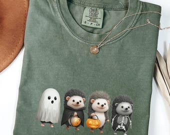 Comfort Colors Hedgehog t-shirt, Cute Hedgehog Tee, Halloween Hedgehog shirt, Hedgehog Lover T-Shirt, Hedgehog Mama gift, Cute and Spooky