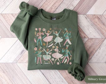Nutcracker Christmas Sweatshirt, Vintage Nutcracker Ballet Sweater, Vintage Christmas Holiday Shirt, Women Pink Christmas Shirt