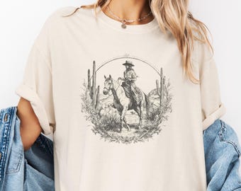 Horse shirt, Comfort Colors Horse Wildflowers Desert t-shirt, Horse Lover Gift, Western Horse shirt, Country Cowgirl Horse tee