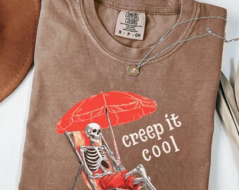 Summerween Hot Ghoul Summer Vibe Comfort Color Tshirt, Funny Monster Beach Party Tee Spooky Vacation Scary Movie Lover Gift Trendy Aesthetic