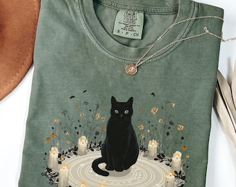 Black Cat shirt, Witchy Cat Shirt, Spooky Cat Gift, Halloween Black Cat Shirt, Cat Lover Gift, Gift for Cat Mom