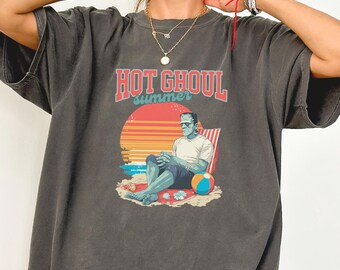Summer Halloween Shirt, Summer pool party vibes, Funny Monster Beach Party Tee, Spooky Vacation shirt, Spooky Party Frankenstein t-shirt