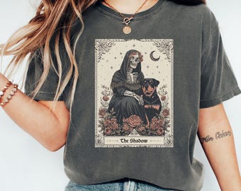 Comfort Colors Dog Mom shirt, Rottweiler Mama t-shirt, Gothic Dog Tarot Card Shirt, Gift for Dog Mom, Christmas Dog Tee, Rottie Mom