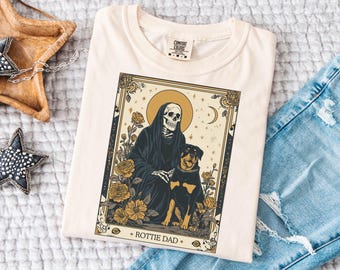 Rottweiler Dog Shirt, Comfort Colors Gift for Dog Dad, Rottie Dad Tarot Card Shirt, Gift for Pawrent, Gift for Dog Parent, Gothic Dog shirt