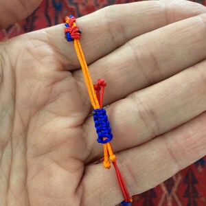 Macrame and Braided Adjustable Pomegranate Bracelet with Armenian Flag Colors image 3