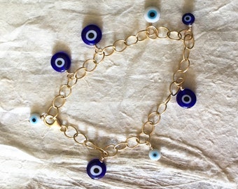 All Eyes Gold Fill Evil Eye Charm Bracelet