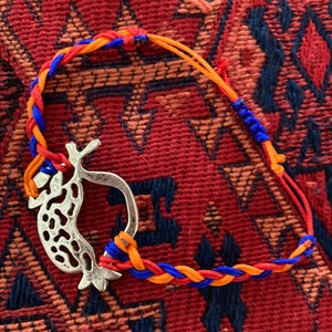 Macrame and Braided Adjustable Pomegranate Bracelet with Armenian Flag Colors image 1