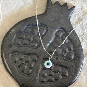 White/Light Blue Single Evil Eye Pendant with Sterling Silver Chain image 3