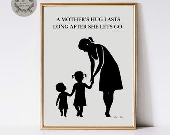 Black and white mother and child Wall print, Holding Hands Wall Art, Minimalist Motherhood Gift, Monochrome Family Decor, Parent Child Photo