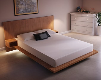 Plano de construcción de cama flotante de plataforma de bricolaje / Cama de plataforma / Plataforma simple / Cama minimalista / Planos de carpintería / Cama de plataforma baja