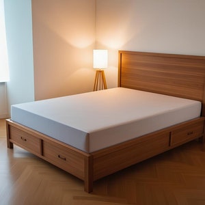 DIY queensize bedframe met lades | Groot bed | Moderne beddenindelingen | DIY-meubelplannen | Terrasmeubilair | Pdf-bestand