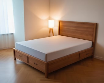 DIY Queen Bed Frame With Drawers Plans | Full Size Bed | Modern Bed Plans | DIY Furniture Plans | Patio Furniture | PDF File