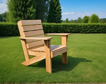 DIY Terrasse Gartenstuhl Plan, Outdoor Möbel, Adirondack Stuhl, Holzbearbeitungspläne, Gartenstuhl, Terrassenmöbel, digitaler Download