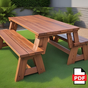 DIY Convertible picnic table, Picnic table plans, Patio furniture, PDF Instant-Download