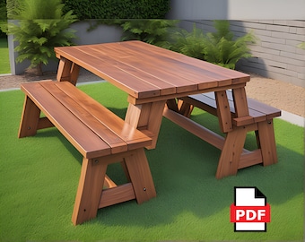 DIY Convertible picnic table, Picnic table plans, Patio furniture, PDF Instant-Download