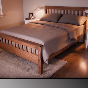 DIY modern queensize bedplan, houtbewerkingsplan, groot bedframe, stap voor stap, minimalistisch bed, pdf-gids voor eenvoudige houtbewerking