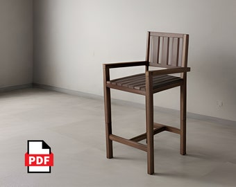 Bar Stool with Arms Diy build plan, woodworking plans, patio Furniture, Diy plans, PDF File Instant Download