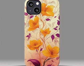 Yellow and Purple Floral iPhone Case - Slim Case - Elegant Flower Design for iPhone 11, 12, 13, 14, 15, 16