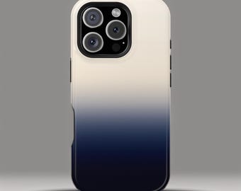 iPhone MagSafe Phone Case, Smooth Beige to Navy Blue Design, Simple Minimalistic Phone Cover, Protective Shell