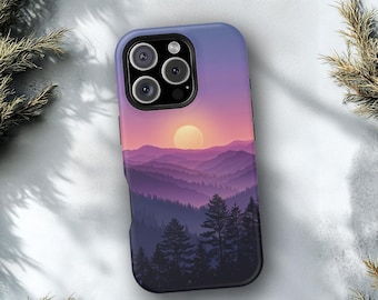 Sunset Mountain Phone Case, iPhone, Samsung Galaxy, Google Pixel, Slim Case, Tough Case, MagSafe Case, Landscape, Nature, Outdoors