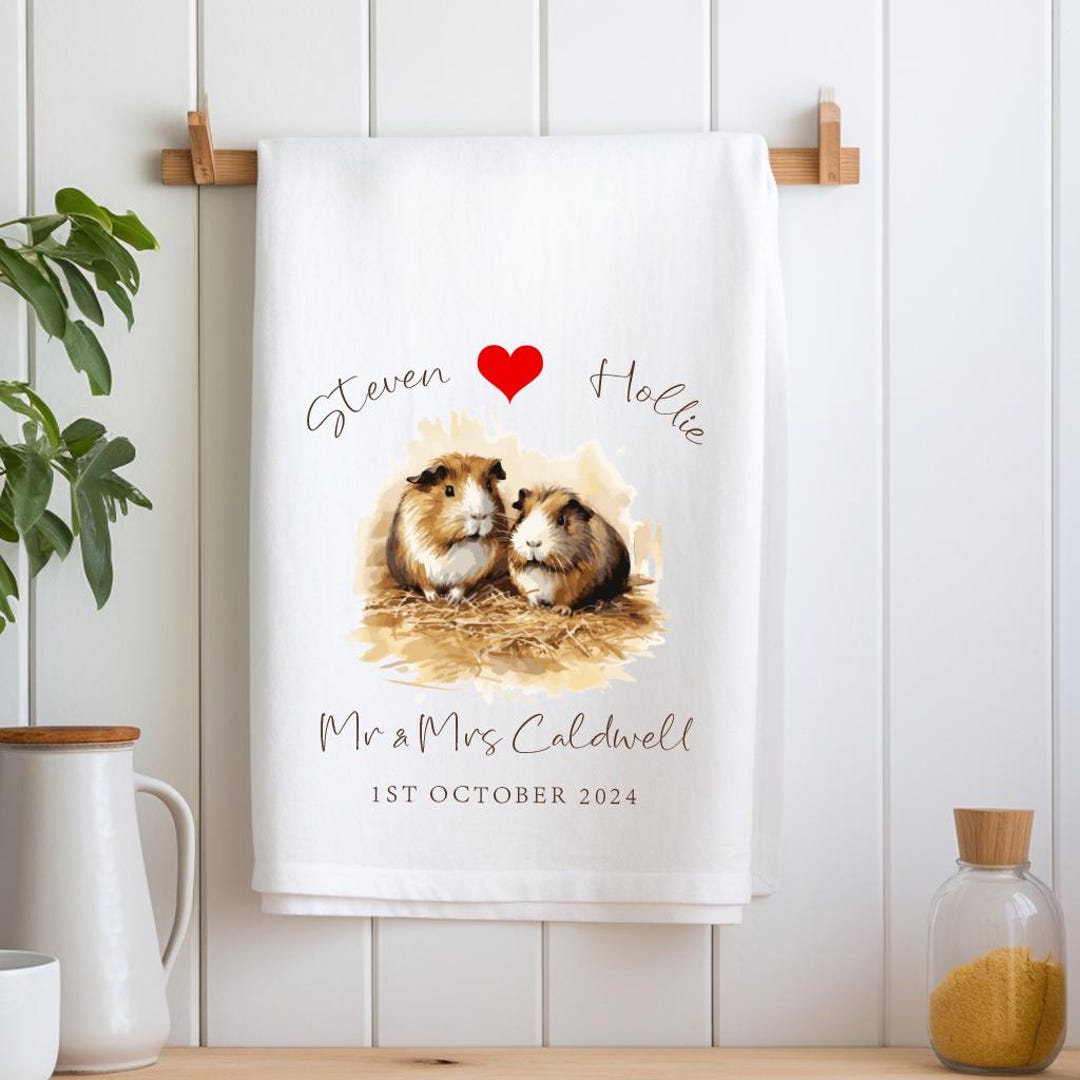 Personalized Guinea Pig Wedding Gifts Reference: Personalised Guinea Pigs Wedding Gift Tea Towel