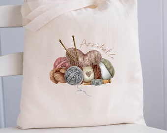 Personalised Knitting Wool Bag - Knitting Storage - Crochet Bag - Craft Storage Bag - Gift for Knitter - Personalised Tote - Custom Name Bag