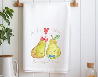 Personalised Perfect Pear Wedding Gift Tea Towel - Anniversary Gift Tea Towel - Gift For Couple - Wedding Present - 2nd Anniversary Gift